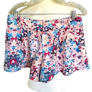 Parker Floral Flare Shorts Pink Blue Sz L Feminine Romantic Spring